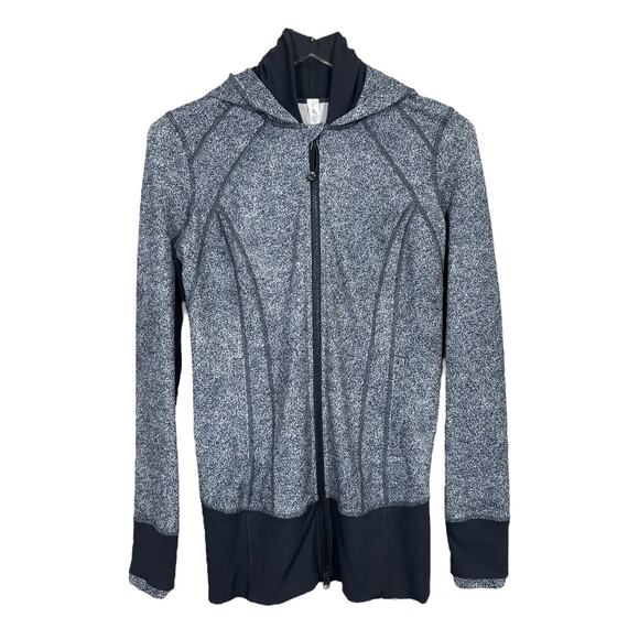 Lululemon Daily Practice Jacket 6 Rio Mist White Black Deep Coal Zip Up Hood - Picture 3 of 7